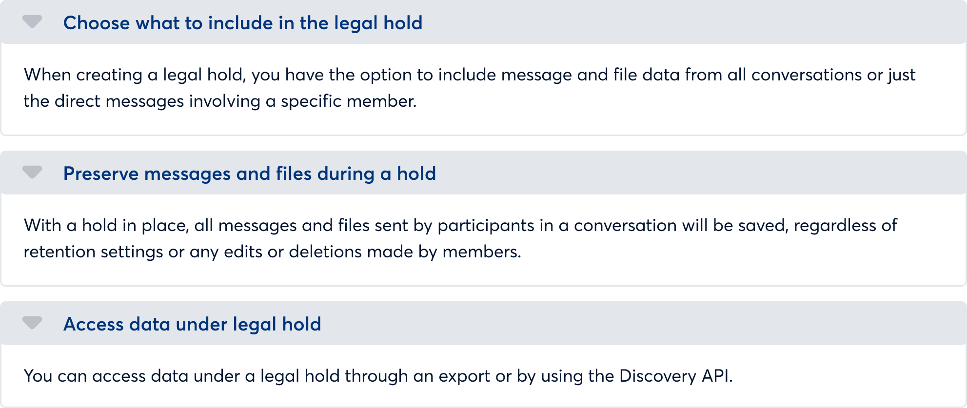 An overview of your options for managing legal holds in Slack.